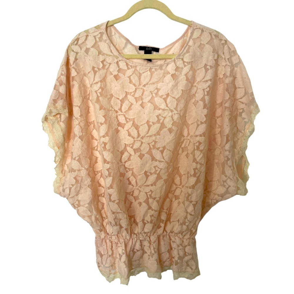 Rain Lace Short Sleeve‎ Pink Blouse Top